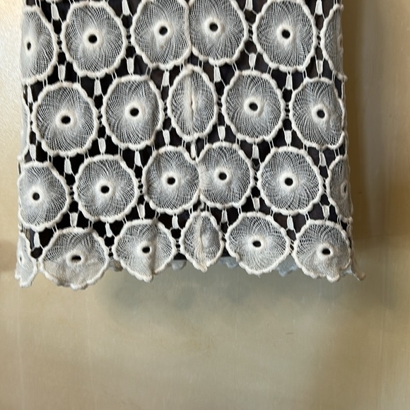 Suzi Chin for Maggie Boutique cream lace over brown long dress size 2P - Picture 9 of 11